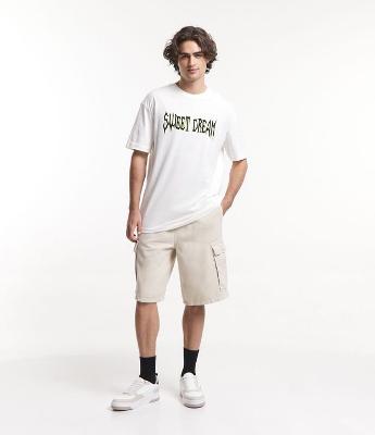 Bermuda Baggy em Sarja com Bolsos Cargo