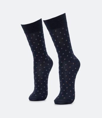 Meia Cano Alto em Modal com Estampa de Pontinhos