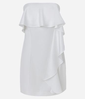 Vestido Curto Sem Manga com Tecido Acetinado e Babados