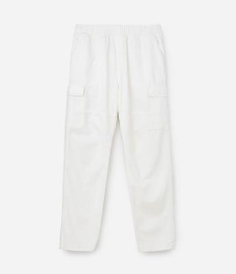 Calça Cargo em Sarja com Cós Elástico e Bolsos Laterais