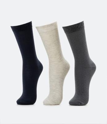 Kit 03 Pares de Meia Social Cano Alto em Algodão