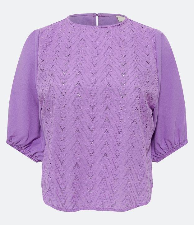 Blusa Manga Bufante em Laise com Textura Vazada - 2