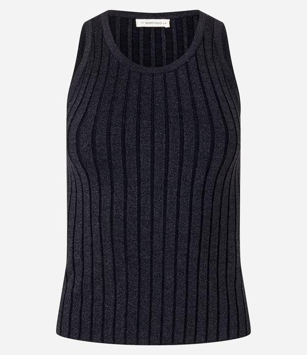 Blusa sem Manga em Viscose Canelada com Fio Metalizado - 1