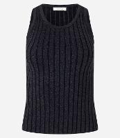 Blusa sem Manga em Viscose Canelada com Fio Metalizado - 1