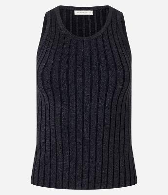 Blusa sem Manga em Viscose Canelada com Fio Metalizado