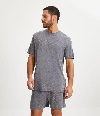 Pijama Curto em Malha Flamê com Efeito Mesclado