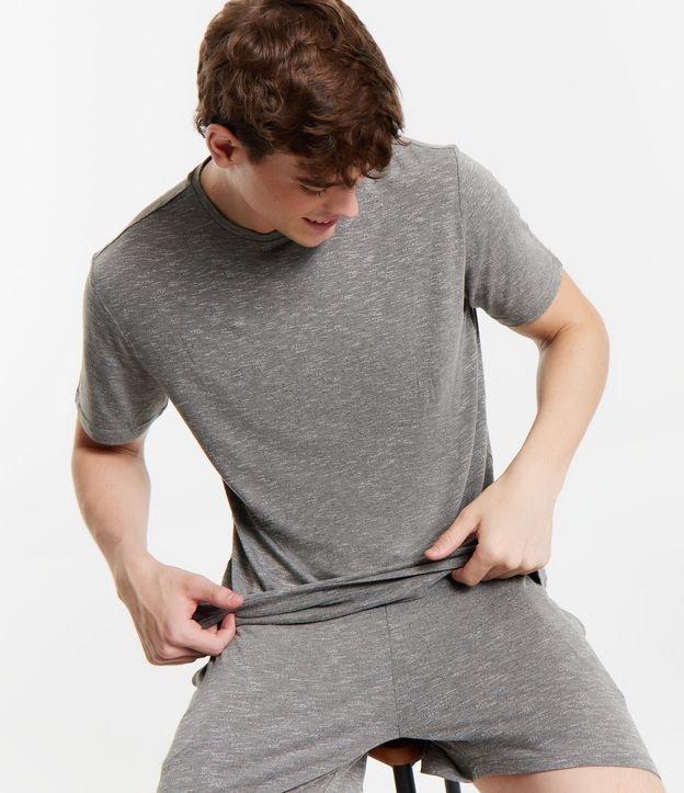 Pijama Curto em Malha Flamê com Efeito Mesclado - 1