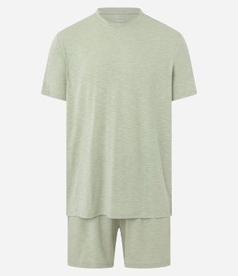 Pijama Curto em Malha Flamê com Efeito Mesclado