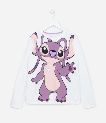Camiseta Manga Longa Infantil com Estampa da Angel - Tam 5 a 14 anos