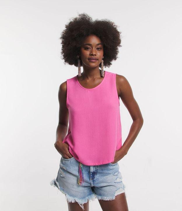 Blusa Regata em Crepe com Decote Redondo - 1