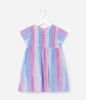 Vestido Manga Curta Infantil com Estampa Listrada - Tam 1 a 5 anos - 1