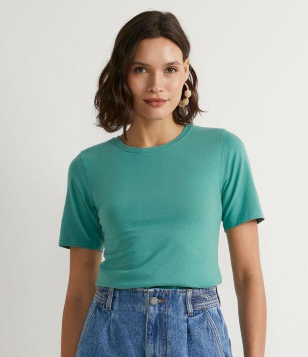 Blusa Básica em Algodão com Gola Redonda - 1