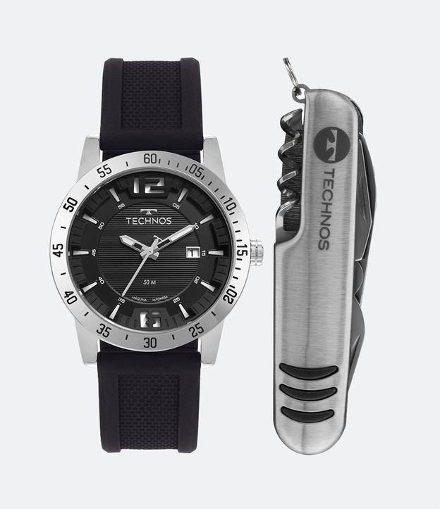 Kit Relógio Technos Masculino Analógico com Pulseira em Silicone e Caixa em Aço 2117LEU K2P - 1