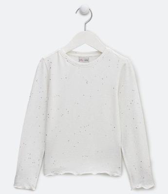 Blusa Infantil em Cotton com Glitter e Corações - Tam 5 a 14 Anos