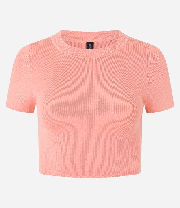 Blusa Básica Cropped Canelada em Viscose - 1