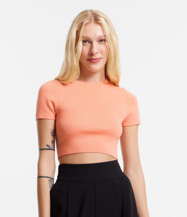 Blusa Básica Cropped Canelada em Viscose - 3