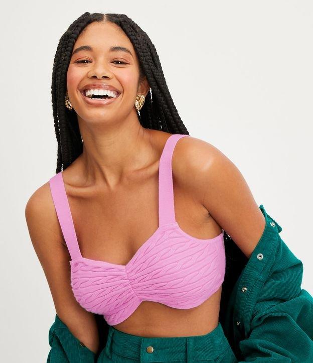 Blusa Cropped Sem Manga em Tricô com Pontos 3D no Busto - 1