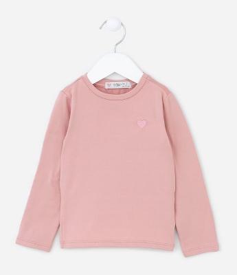 Blusa Térmica Infantil Quentinha com Bordado de Coração - Tam 1 a 5 Anos