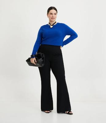 Calça Flare com Textura Canelada Curve & Plus Size
