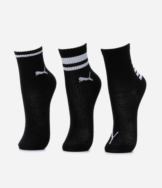 Kit 03 Meias Cano Médio Infantis com Estampa Puma- Tam 25/28 ao 29/34 - 1