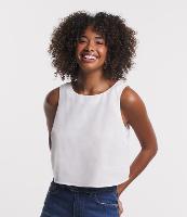 Blusa Cropped sem Manga em Linho com Abertura Gota nas Costas - 1