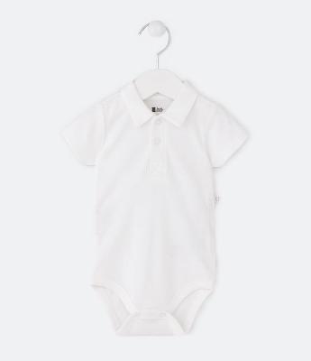 Body Básico Infantil em Suedine com Gola Polo - Tam 0 a 18 meses