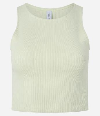 Blusa Cropped sem Manga em Algodão com Textura Canelada