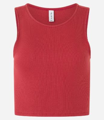 Blusa Cropped sem Manga em Algodão com Textura Canelada