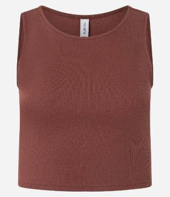 Blusa Cropped sem Manga em Algodão com Textura Canelada