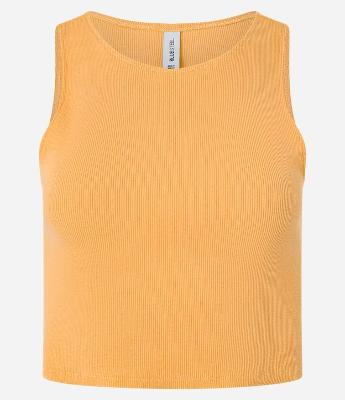 Blusa Cropped sem Manga em Algodão com Textura Canelada