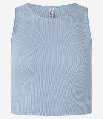 Blusa Cropped sem Manga em Algodão com Textura Canelada