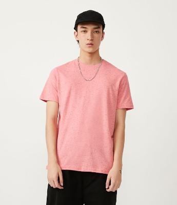Camiseta em Algodão Mesclada com Manga Curta