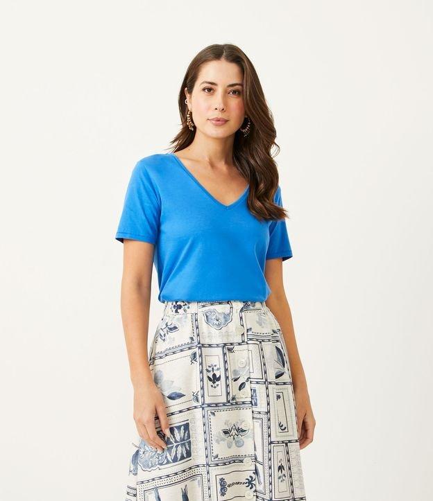 Blusa Básica em Algodão Peruano com Decote V - 1