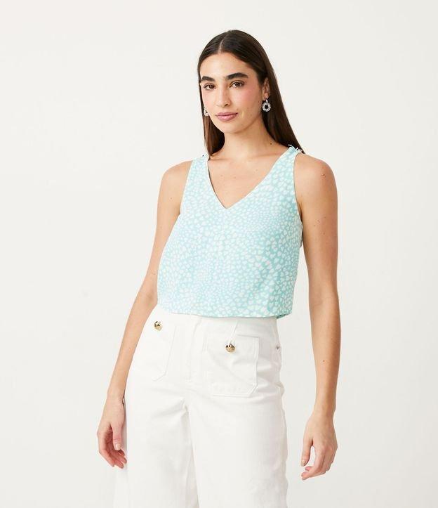 Blusa Regata com Estampa de Corações e Botões na Alça - 1