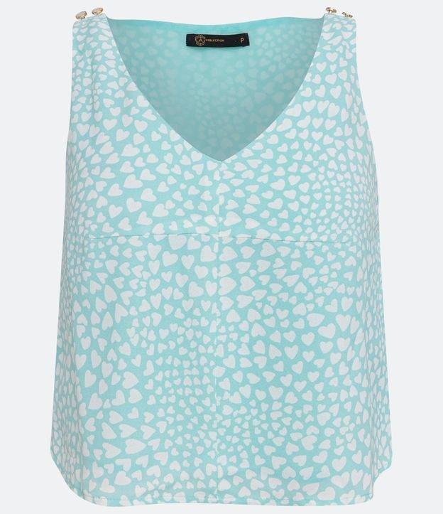 Blusa Regata com Estampa de Corações e Botões na Alça - 2