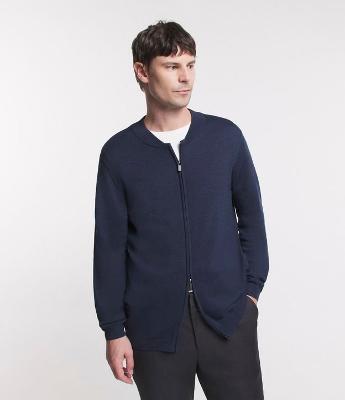 Suéter Bomber em Tricô com Zíper