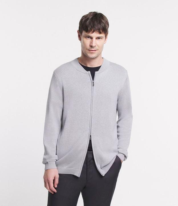 Suéter Bomber em Tricô com Zíper - 1