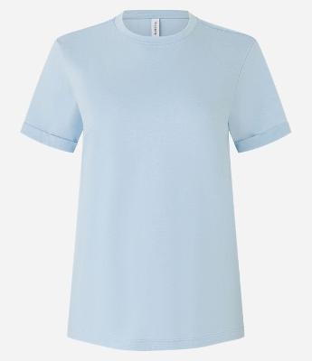 Camiseta Regular em Algodão com Manga Dobrada