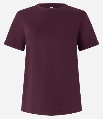 Camiseta Regular em Algodão com Manga Dobrada
