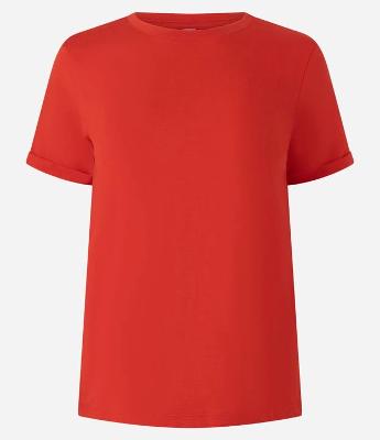 Camiseta Regular em Algodão com Manga Dobrada