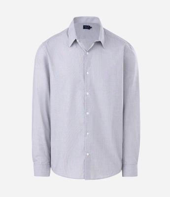 Camisa Regular Básica em Algodão com Fil a Fil