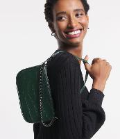 Bolsa Baguete com Alça de Corrente e Textura Croco - 1