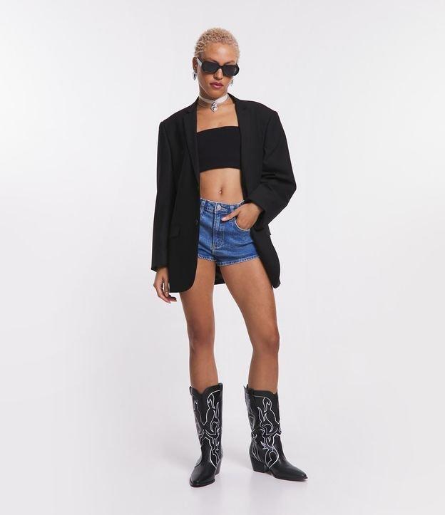 Short Cintura Alta em Jeans com Bolsos - 1