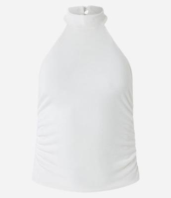 Blusa sem Manga em Meia Malha Brilhosa com Decote Halter