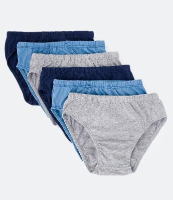 Kit 06 Cuecas Slip Infantis em Algodão Básicas - Tam 2 a 14 anos