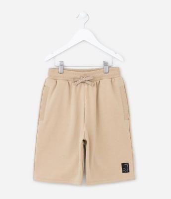 Bermuda Infantil com Cós Elástico e Etiqueta na Barra - Tam 5 a 14 Anos