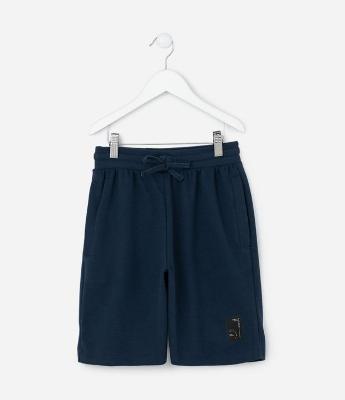 Bermuda Infantil com Cós Elástico e Etiqueta na Barra - Tam 5 a 14 Anos