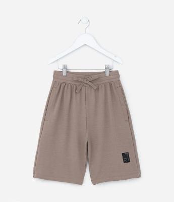 Bermuda Infantil com Cós Elástico e Etiqueta na Barra - Tam 5 a 14 Anos