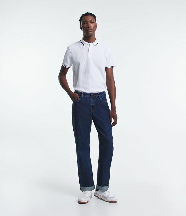 Calça Reta Jeans com Bolsos e Barra Dobrada - 1