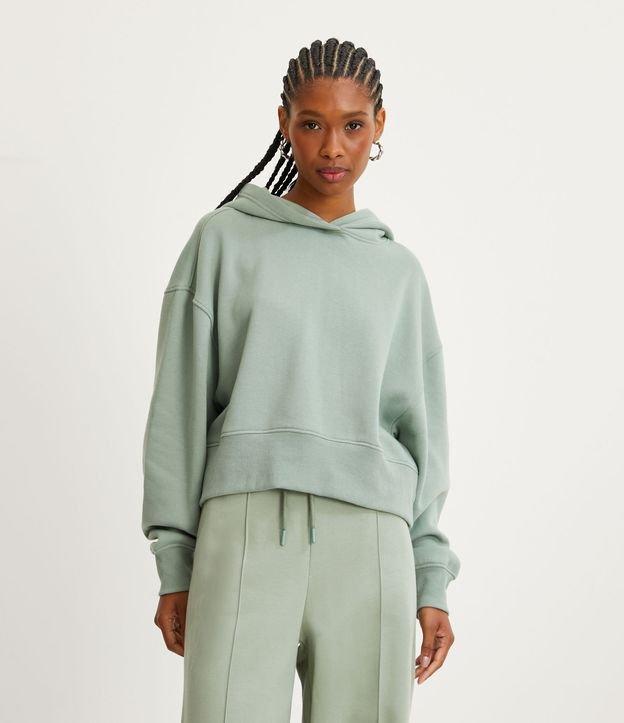 Blusão em Moletom com Gola Capuz e Punho Ajustado - 1